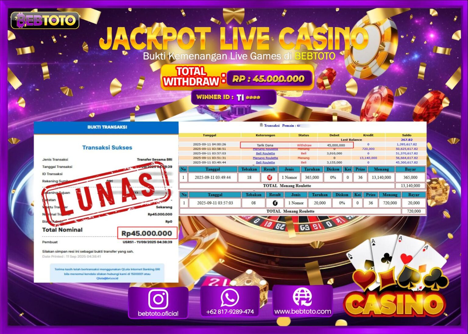 🌐''BEBTOTO'' Jackpot Dalam Bermain Live Games Roulette 2025🌐